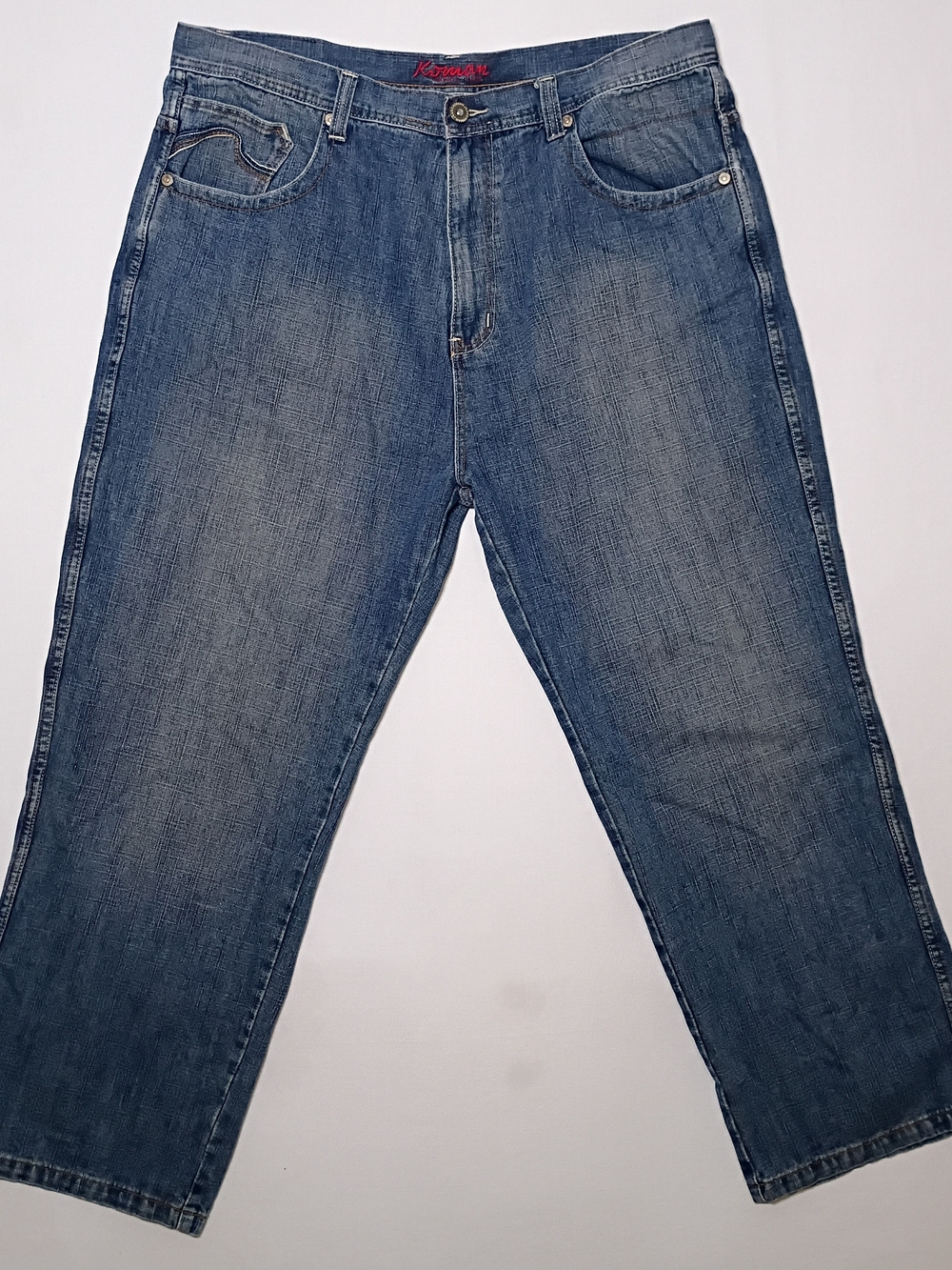 Vintage Koman Mens Baggy Fit Wide Leg Jeans 42X32 Medium Wash Denim Y2K